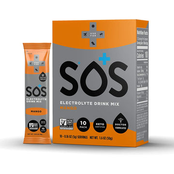 SOS Hydration Rapid Action Electrolytes Mango Flavour (10 Powder Sachets) Daily Hydration Packed with Vitamins, Highly Versatile Energy Boost for Travel, Recovery and Wellbeing | Low Sugar-1