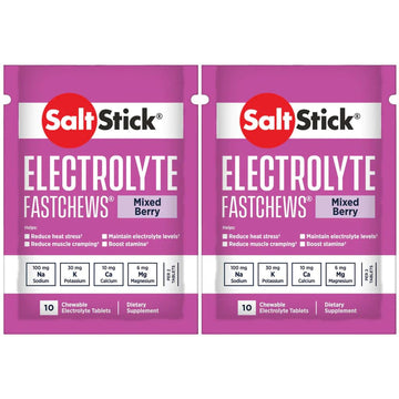 SaltStick Fastchews, Electrolyte Replacement Tablets for Rehydration, Exercise Recovery, Youth & Adult Athletes, Hiking & Sports Recovery, 2 x Packets of 10 Tablets (Mixed Berry)-1
