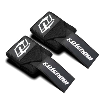 Industry Wrist Wraps - No Thumb Loop Lifting Straps - Wrist Straps For Men & Women. Gym, Crossfit, Power Lifting, Body Building, Weightlifting, Deadlift (Black/White, 16")-1