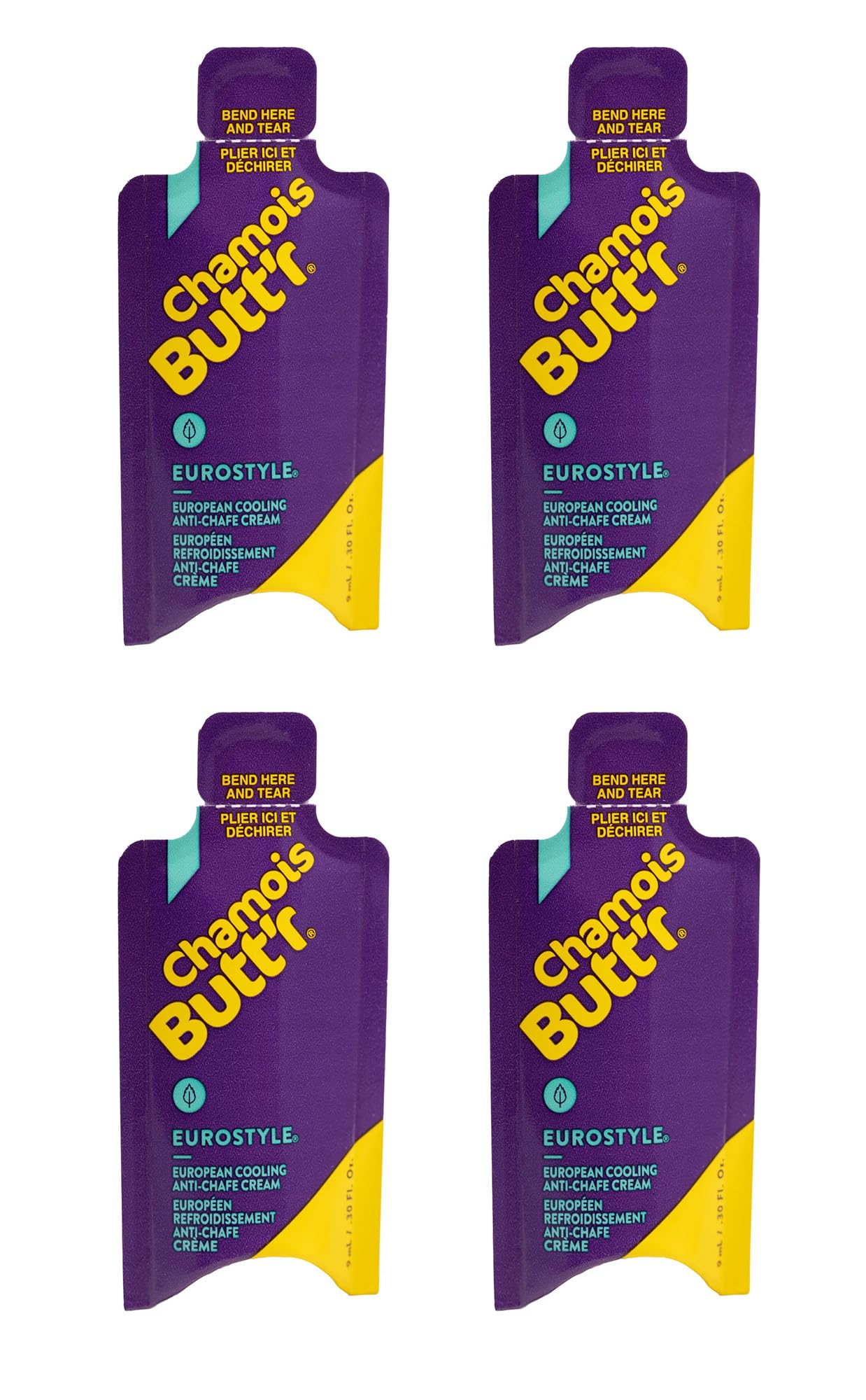 Chamois Butt'r EUROSTYLE Anti Chafing Cream For Men & Women - Chamois Cream/Anti Chafe Balm (Chafe Stick Alternative) Developed By Cyclists - Paraben & Gluten Free - 4 x 9ml Sachets-1