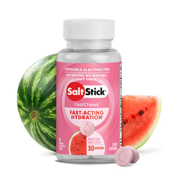 SaltStick FastChews Electrolytes - 60 Chewable Electrolyte Tablets - Salt Tablets for Running, Fast Hydration, Leg Cramps Relief, Sports Recovery - Non-GMO, Vegan, Gluten Free (Watermelon)-1