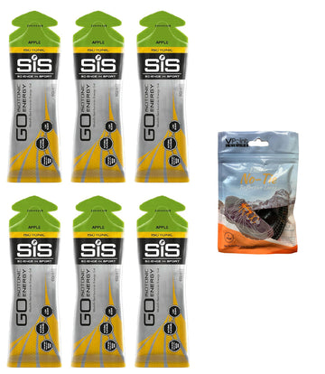 Science in Sport GO Isotonic Energy Gels - 6 x 60ml Packs Bundle with Elastic No-Tie Shoe Laces. Vegan, Lactose Free, Gluten Free, Wheat Free, Nut Free, SOYA Free (6 Gels w/Laces, Apple)-1