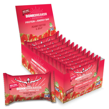 Bonk Breaker Plant Based Protein Bars, Gluten Free, Dairy Free, 13g Protein, Peanut Butter and Jelly Flavor, 62g Bar (12 Pack)-1
