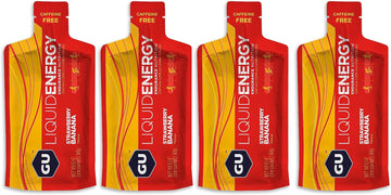 GU Energy Liquid Gels - 4 x 60g Gel Taster Pack - Sports Energy Gels for Running, Cycling, Triathlon (Strawberry Banana)