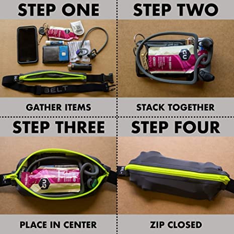 SPIbelt Large Pocket Running Belt for Women Men, Phone Holder for Running, Running Fanny Pack for Women Men, Holder for Phone, Running Waist Pack, No Bounce, Anthracite with Black Zipper, XL-7