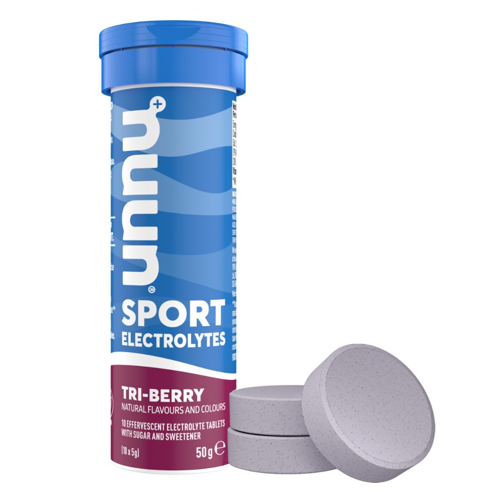 NUUN Sport Electrolytes Hydration Tablets - 4 Tubes of Electrolyte Tabs (40 Total Tablets) Bundled with A Pack of Elastic No-tie Reflective Shoe Laces (Tri-Berry)-4