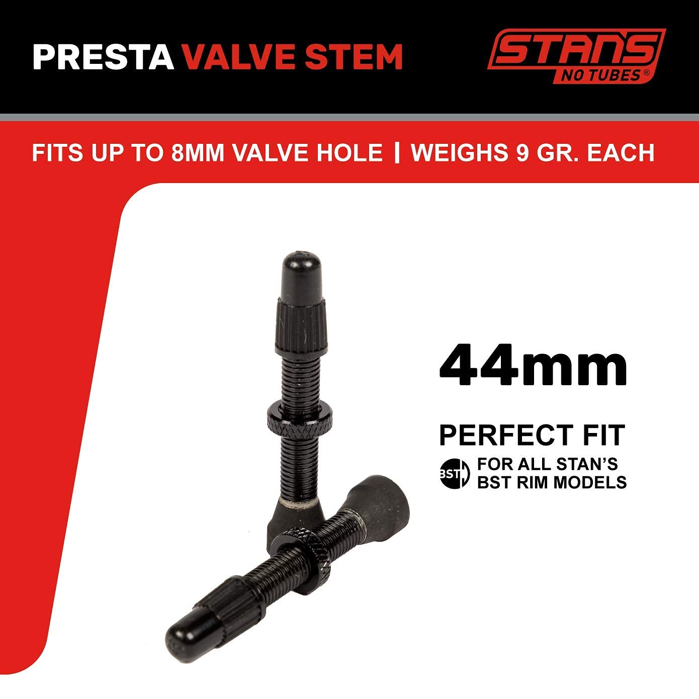 Stan's NoTubes Unisex - Adult Notubes Universal Valve Aluminium, Black up to 8 mm Valve Hole, 44 mm-2