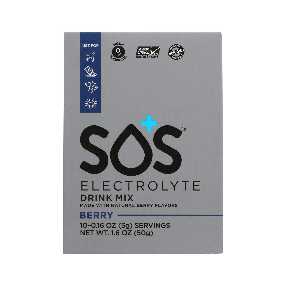 SOS Hydration Doctor Formulated Drink Mix Electrolyte Powder, Berry, 10 Count-6