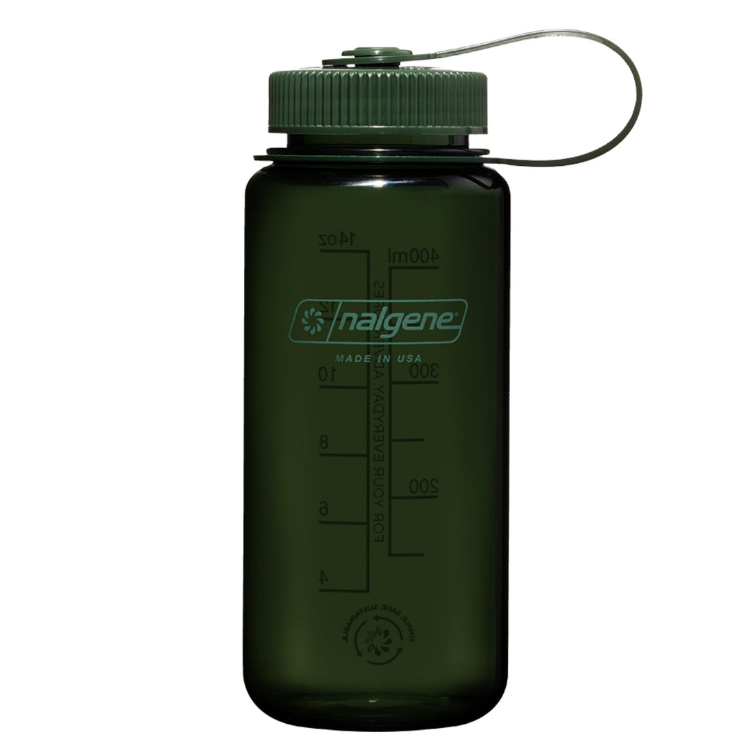 Nalgene Sustain Tritan BPA-Free Water Bottle Made with Material Derived from 50% Plastic Waste, 16 OZ, Wide Mouth, Jade-1