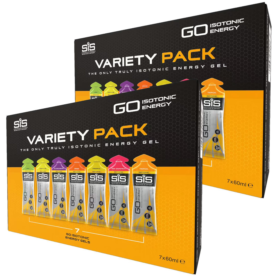 SIS Go Isotonic Energy Gel 60ml Variety 7 Gel Flavour Packs (2 Boxes)-1
