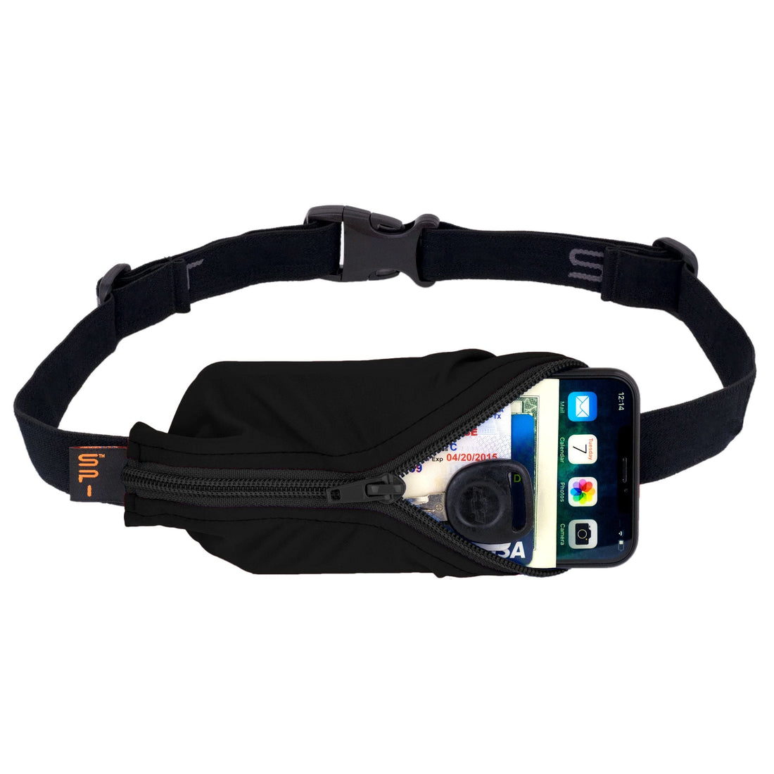 SPIbelt Running Belt Large Pocket, No-Bounce Bum Bag for Runners, iPhone 6 7 8-Plus X Athletes and Adventurers (Black with Black Zipper, 25" Through 47")-1