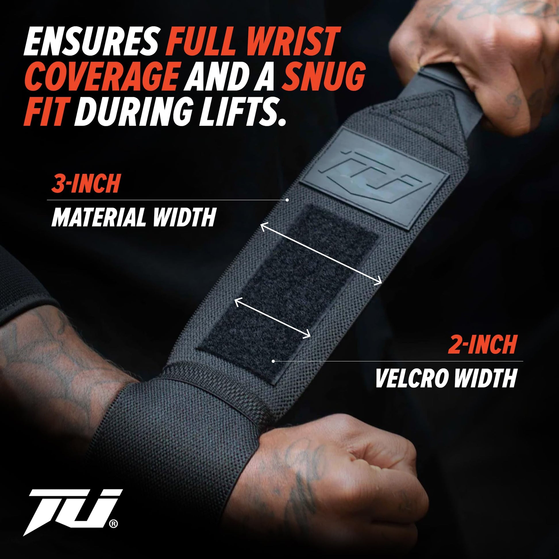 Team Industry Wrist Wraps - No Thumb Loop Lifting Straps - Wrist Straps For Men & Women. Gym, Crossfit, Power Lifting, Body Building, Weightlifting, Deadlift (Black/Neon Orange Logo, 16")-7