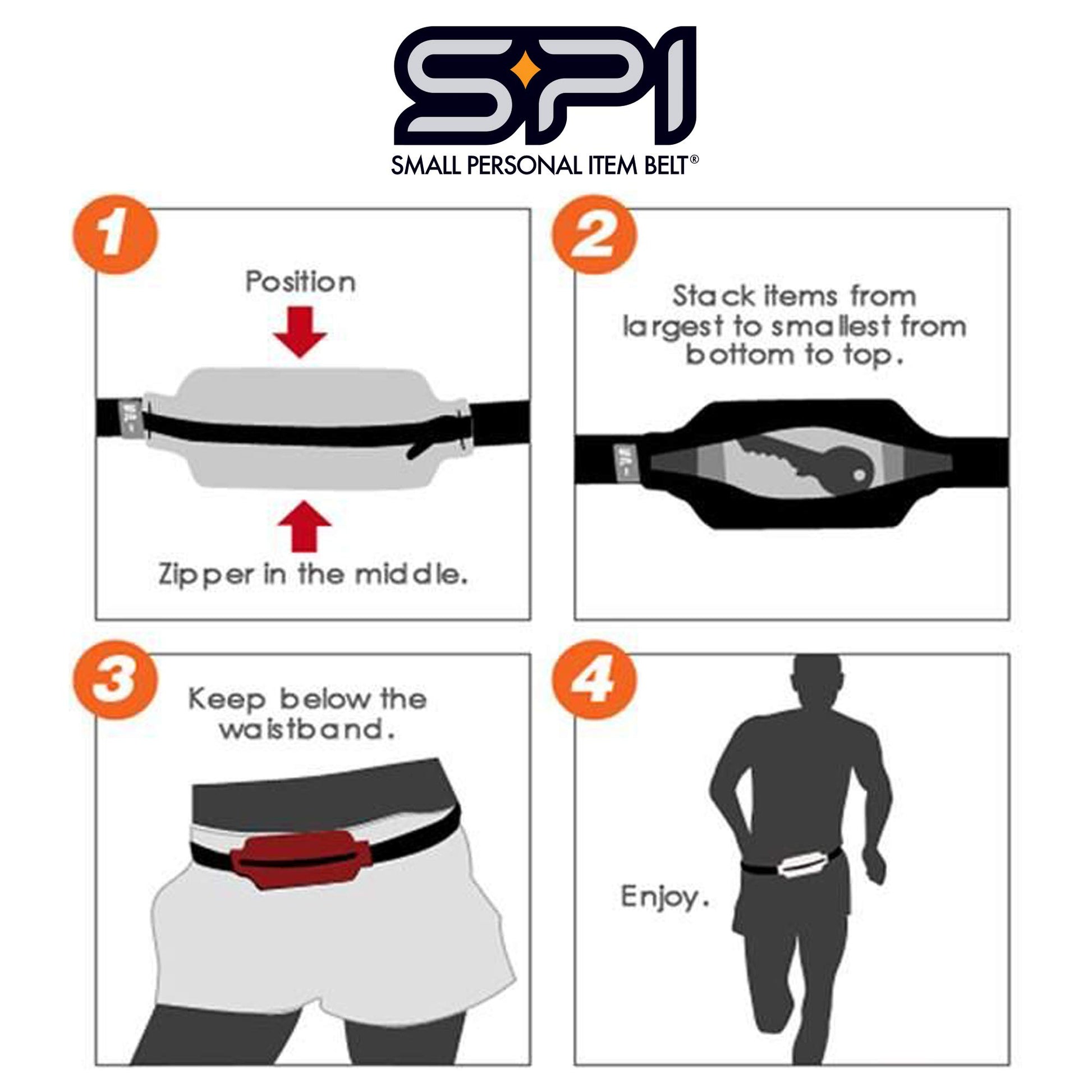SPIbelt Running Belt Large Pocket, No-Bounce Bum Bag for Runners, iPhone 6 7 8-Plus X Athletes and Adventurers (Black with Turquoise Zipper, 25" Through 47")-5