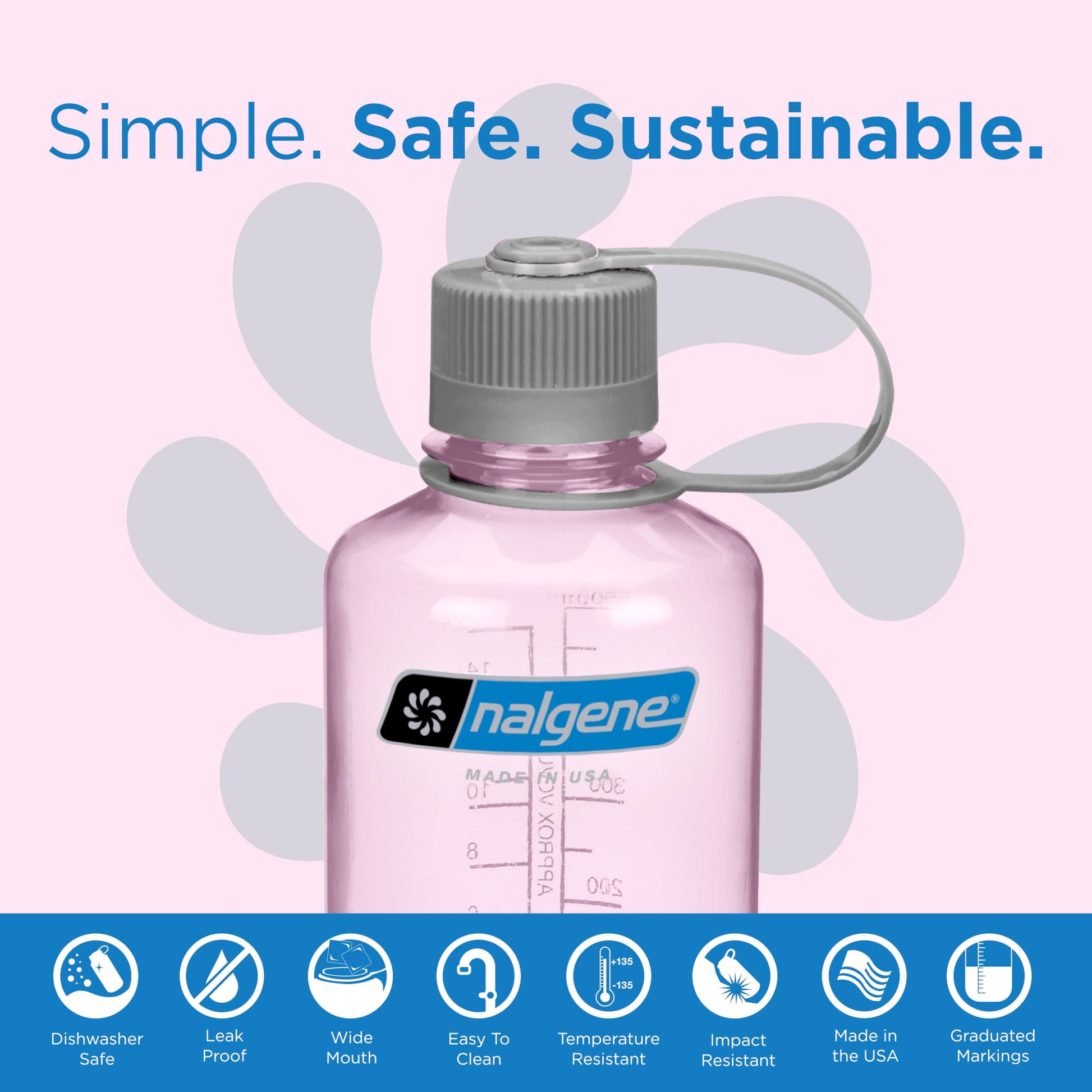 Nalgene Sustain Tritan BPA-Free Water Bottle Made with Material Derived from 50% Plastic Waste, 16 OZ, Narrow Mouth, Cosmo-2