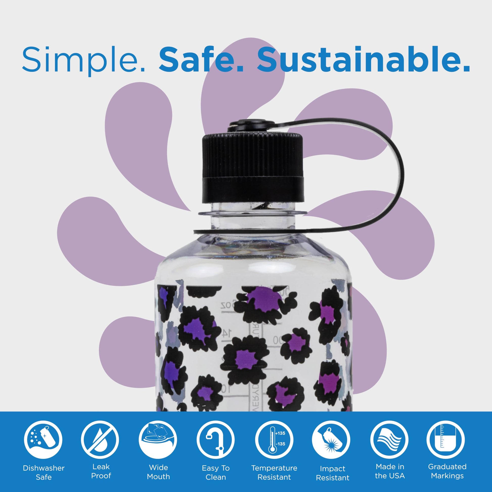 Nalgene Sustain Tritan BPA-Free Water Bottle Made with Material Derived from 50% Plastic Waste, 16 OZ, Narrow Mouth, Rainbow Cheetah-2