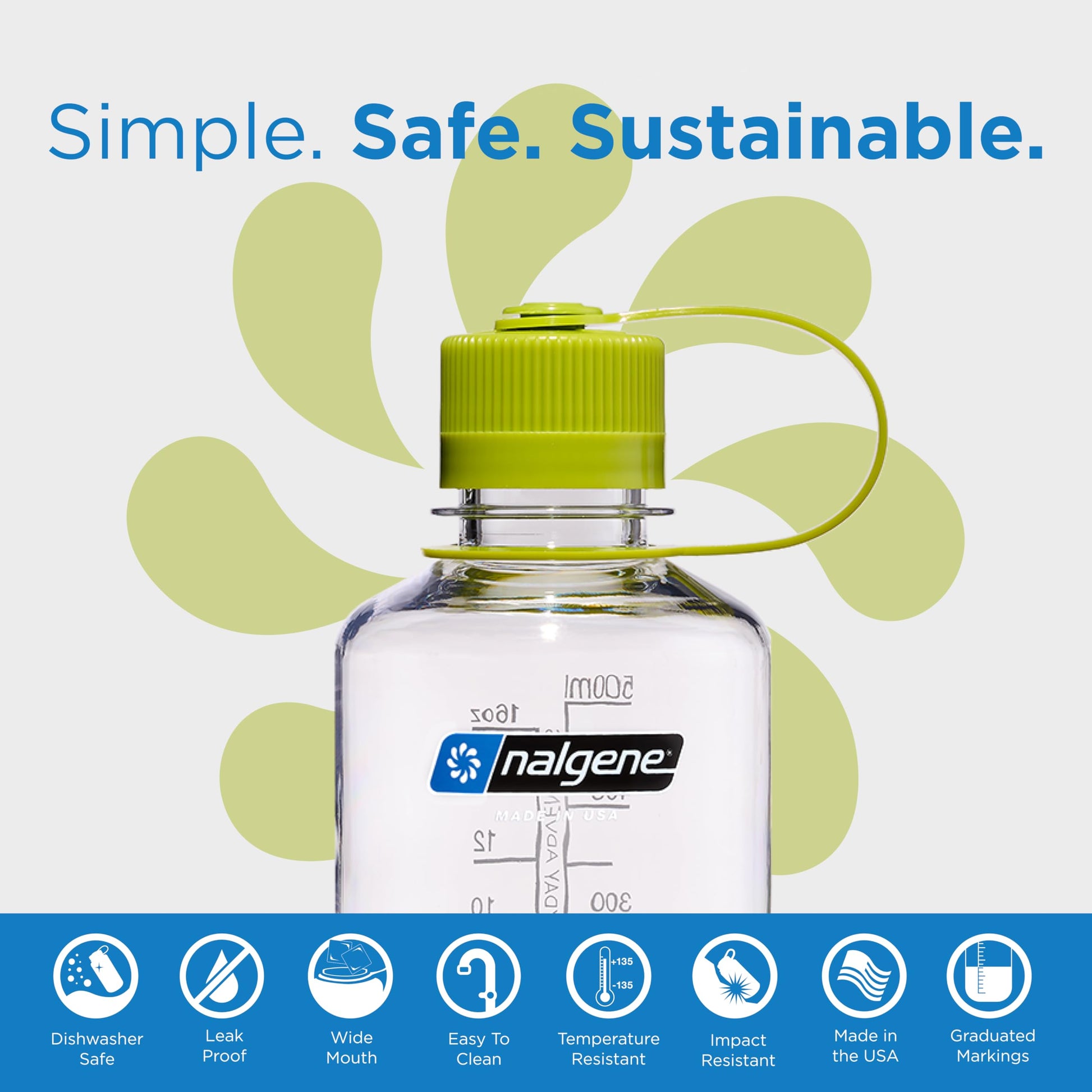 Nalgene Sustain Tritan BPA-Free Water Bottle Made with Material Derived from 50% Plastic Waste, 16 OZ, Narrow Mouth, Clear-2