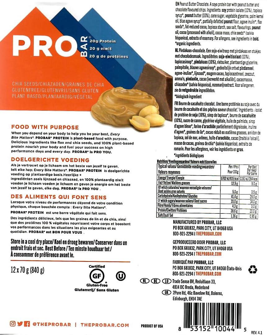 PROBAR Protein Bar - 6 Bar Mixed Bundle, 2.47 oz (70 g) Each Bar - Non-GMO, Gluten-Free, 20g Protein, Plant-Based Whole Food Ingredients, Natural Energy-4