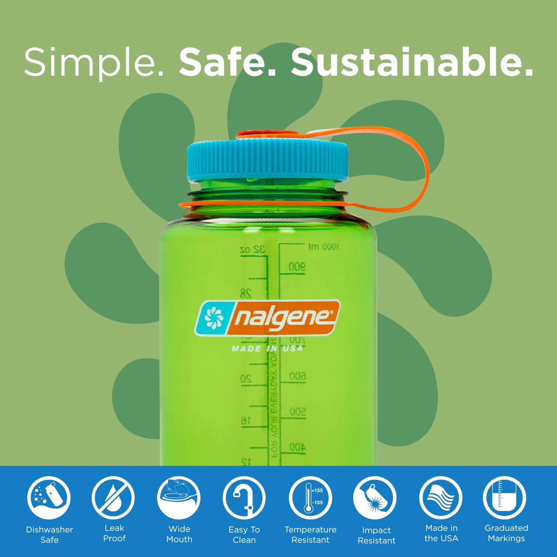 Nalgene Sustain Tritan BPA-Free Water Bottle Made with Material Derived From 50% Plastic Waste, 32 OZ, Wide Mouth, Electric Magenta-2