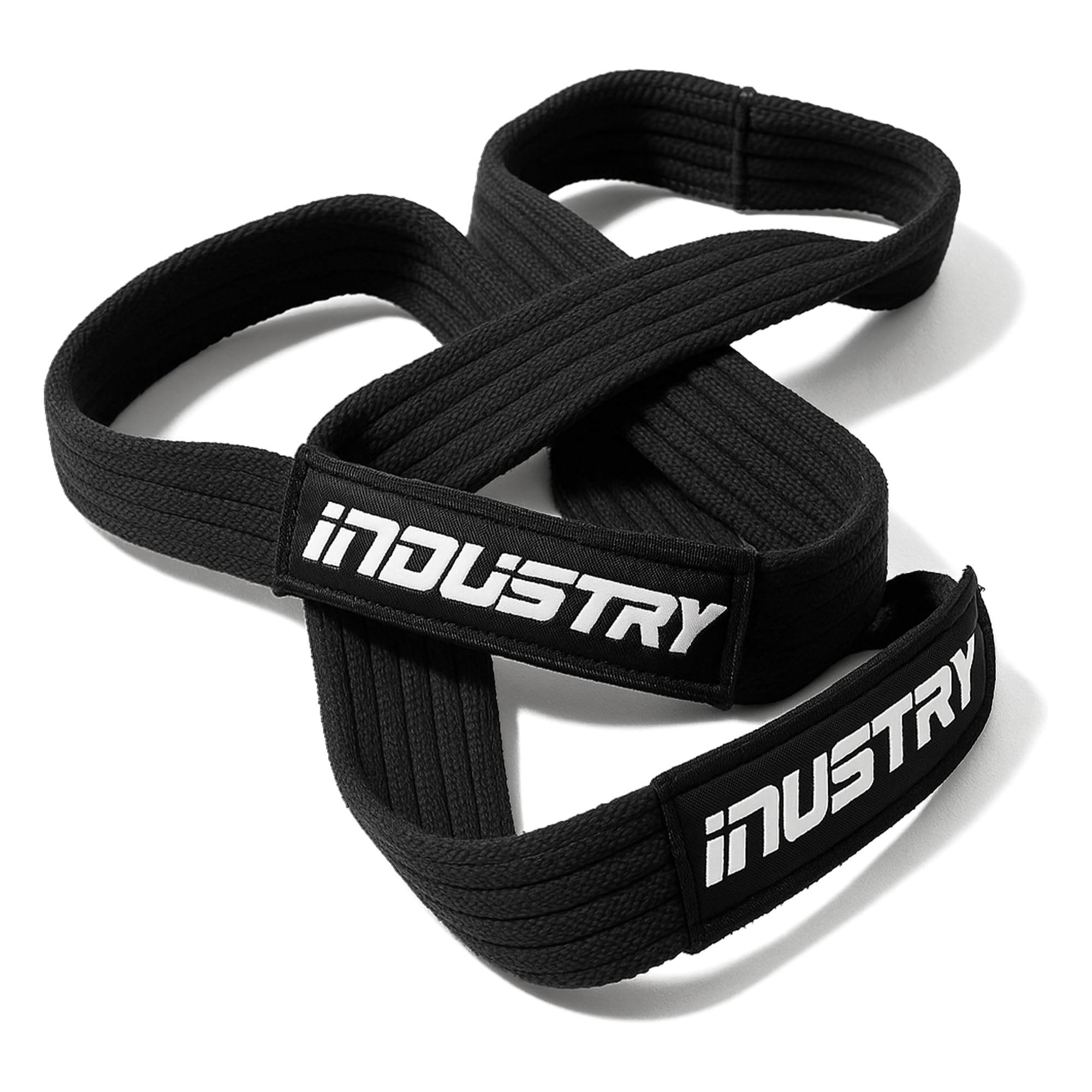 Industry Figure 8 Lifting Straps - Heavy-Duty Deadlift Wrist Wraps - Industrial Cotton Grip Support - Reinforced Gym Straps Weight Lifting - Powerlifting Bar Support Loops (Black, Regular Bar)-1