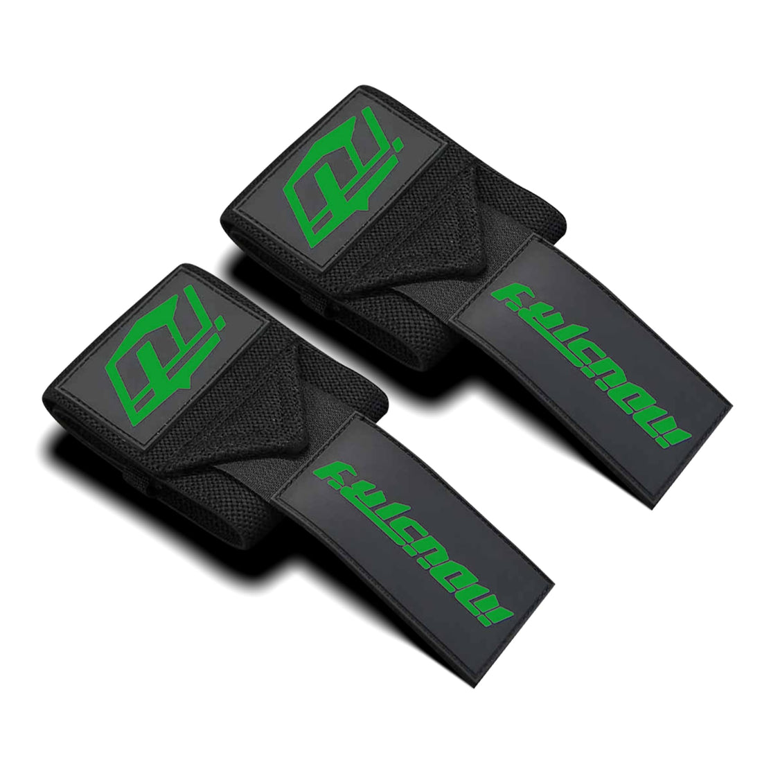 Industry Wrist Wraps - No Thumb Loop Lifting Straps - Wrist Straps For Men & Women. Gym, Crossfit, Power Lifting, Body Building, Weightlifting, Deadlift (Black/Neon Green Logo, 16")-1
