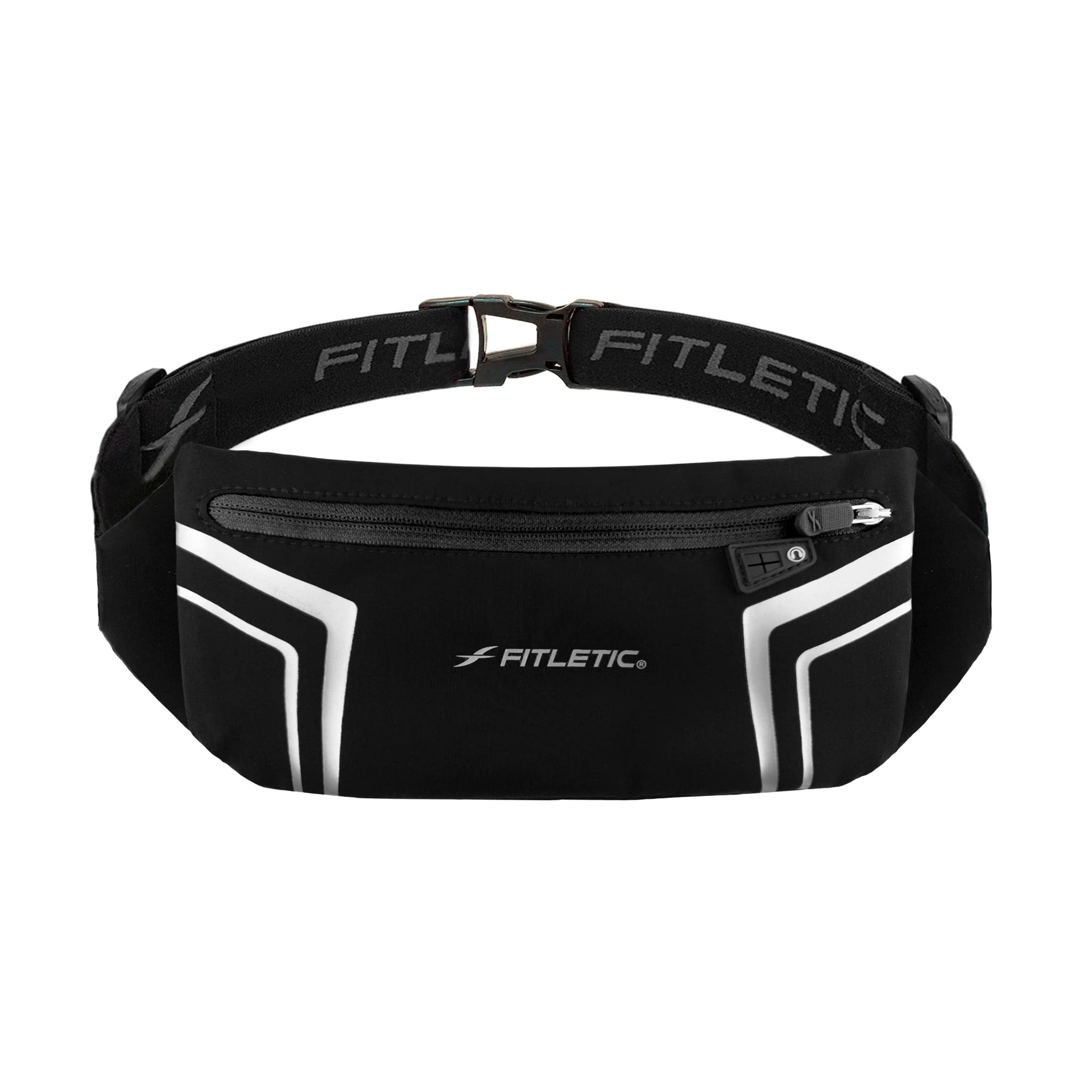 Fitletic Blitz Phone Holder Bum Bag Lightweight and Sleek Running Belt with Dual Adjustable Strap Unisex Waist Bag for Men and Women Ideal Sport Bag for Travel and Outdoor Activities, Black-1