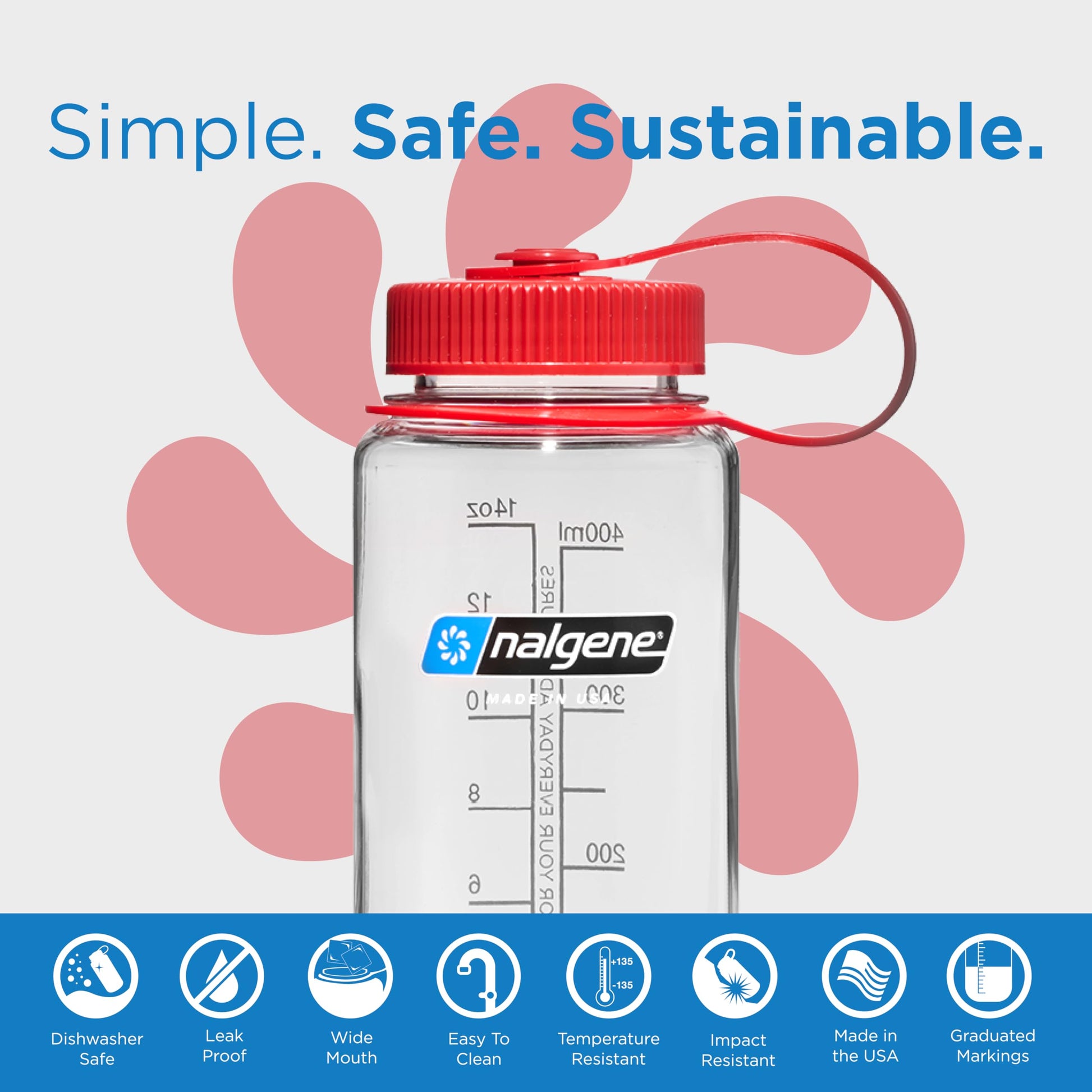 Nalgene Sustain Tritan BPA-Free Water Bottle Made with Material Derived from 50% Plastic Waste, 16 OZ, Wide Mouth, Clear-2