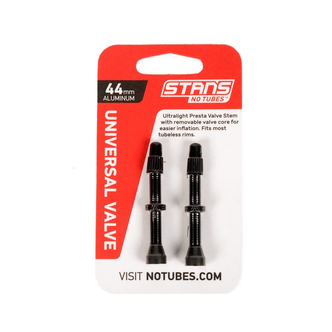 Stan's NoTubes Unisex - Adult Notubes Universal Valve Aluminium, Black up to 8 mm Valve Hole, 44 mm-1