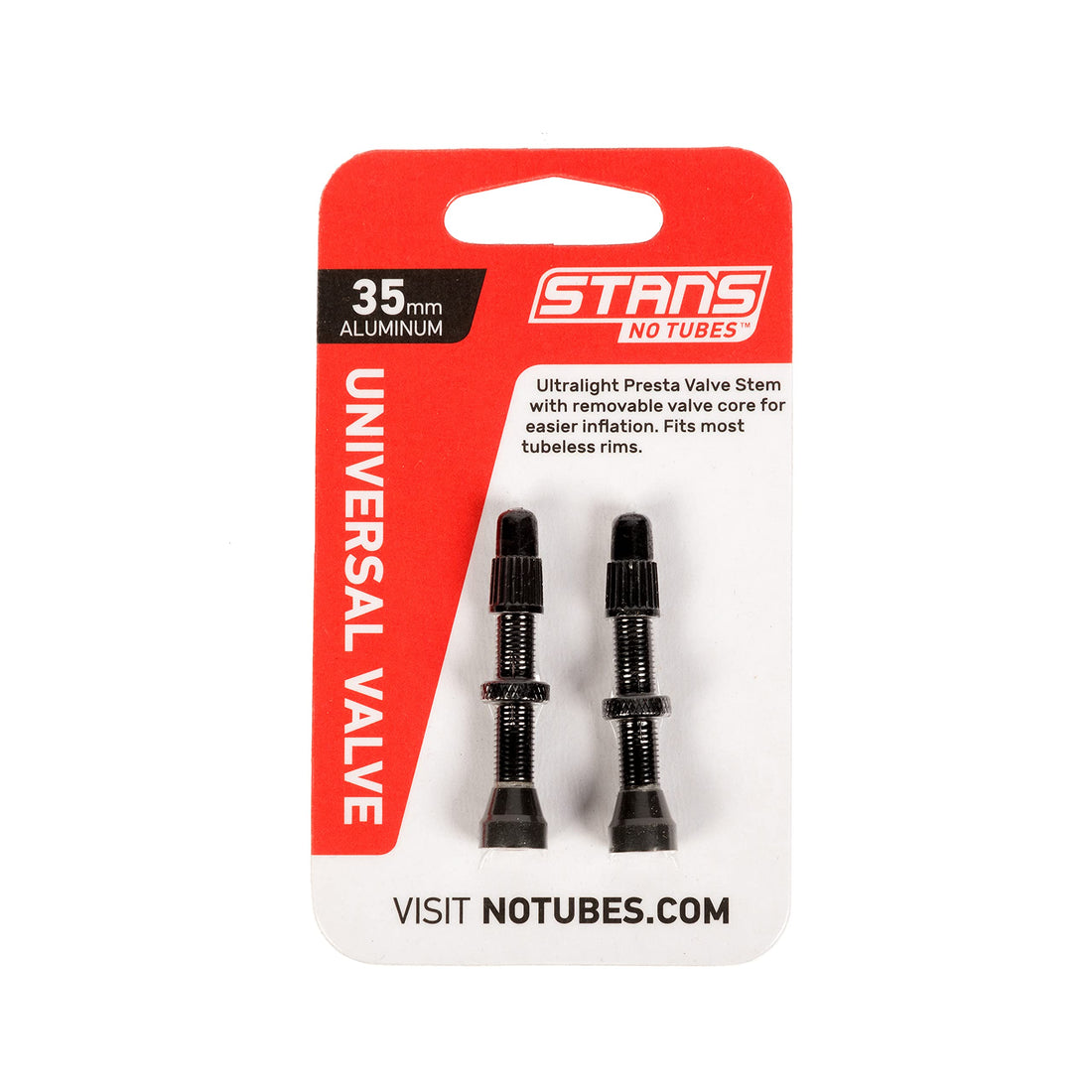 Stan's NoTubes Universal Tubeless Presta Valve Stem Pair, Aluminum Stems, 80 mm, Black-1
