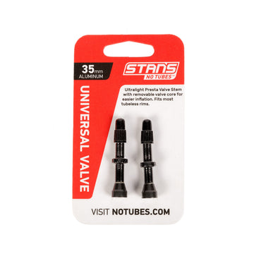 Stan's NoTubes Universal Tubeless Presta Valve Stem Pair, Aluminum Stems, 80 mm, Black-1