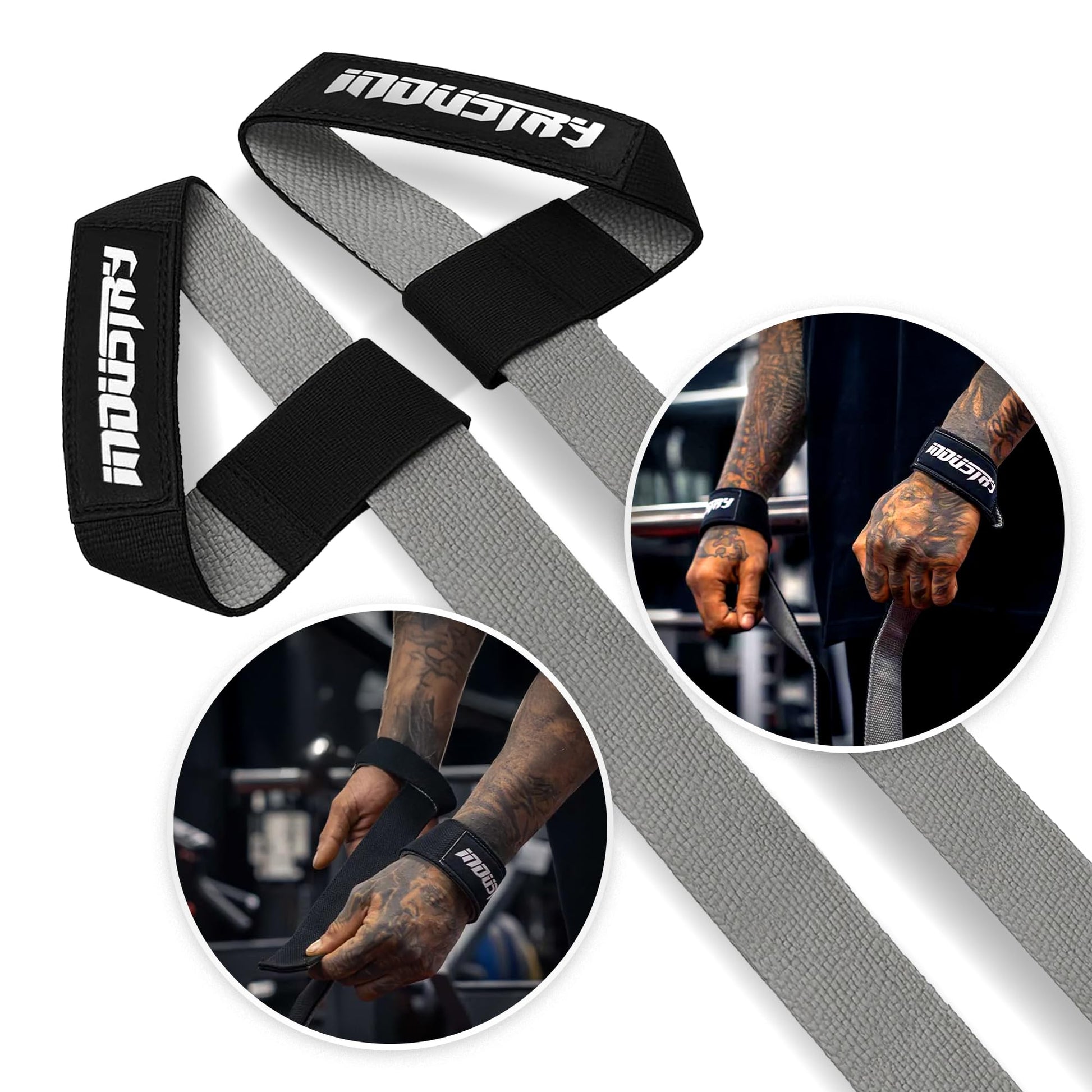 Industry Pro Dual-Ply Lifting Straps | Heavy-Duty Cotton Canvas | Reinforced Stitching | 500kg Load Capacity | 24" & 27.5" Lengths | Anti-Fray Edges | Sold as Pairs (Black, 24")