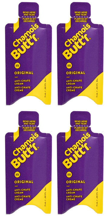 Chamois Butt'r Original Anti Chafing Cream for Men & Women - Chamois Cream/Anti Chafe Balm (Chafe Stick Alternative) Developed by Cyclists - Paraben & Gluten Free - 4 x 9ml Sachets-1
