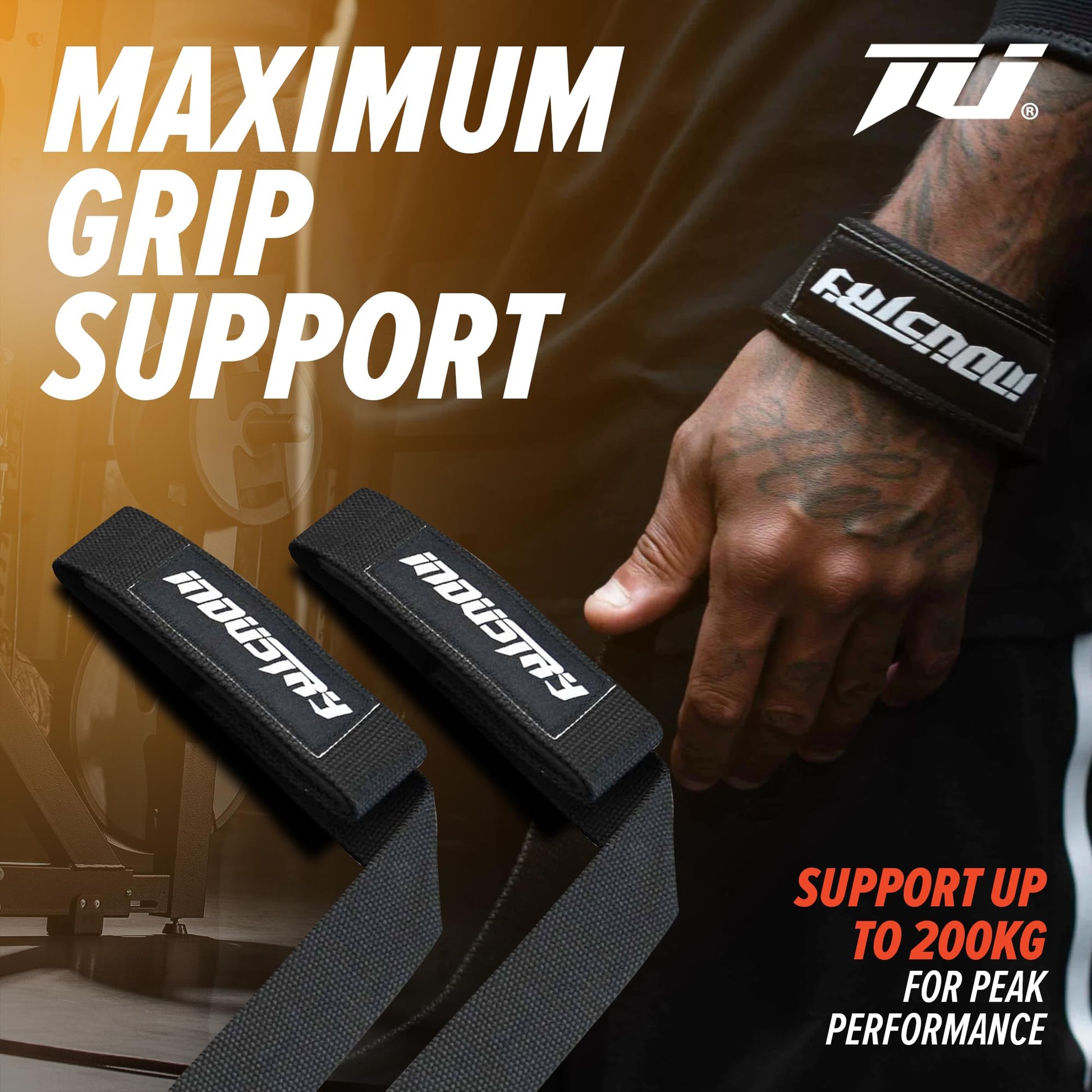 Industry Classic 24" Lifting Straps - Heavy-Duty Lifting Straps - Neoprene-Padded Weightlifting Wrist Wraps - Fray-Resistant Gym Straps, Powerlifting Grips (Black)-2