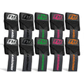 Team Industry Wrist Wraps - No Thumb Loop Lifting Straps - Wrist Straps For Men & Women. Gym, Crossfit, Power Lifting, Body Building, Weightlifting, Deadlift (Black/Neon Orange Logo, 16
