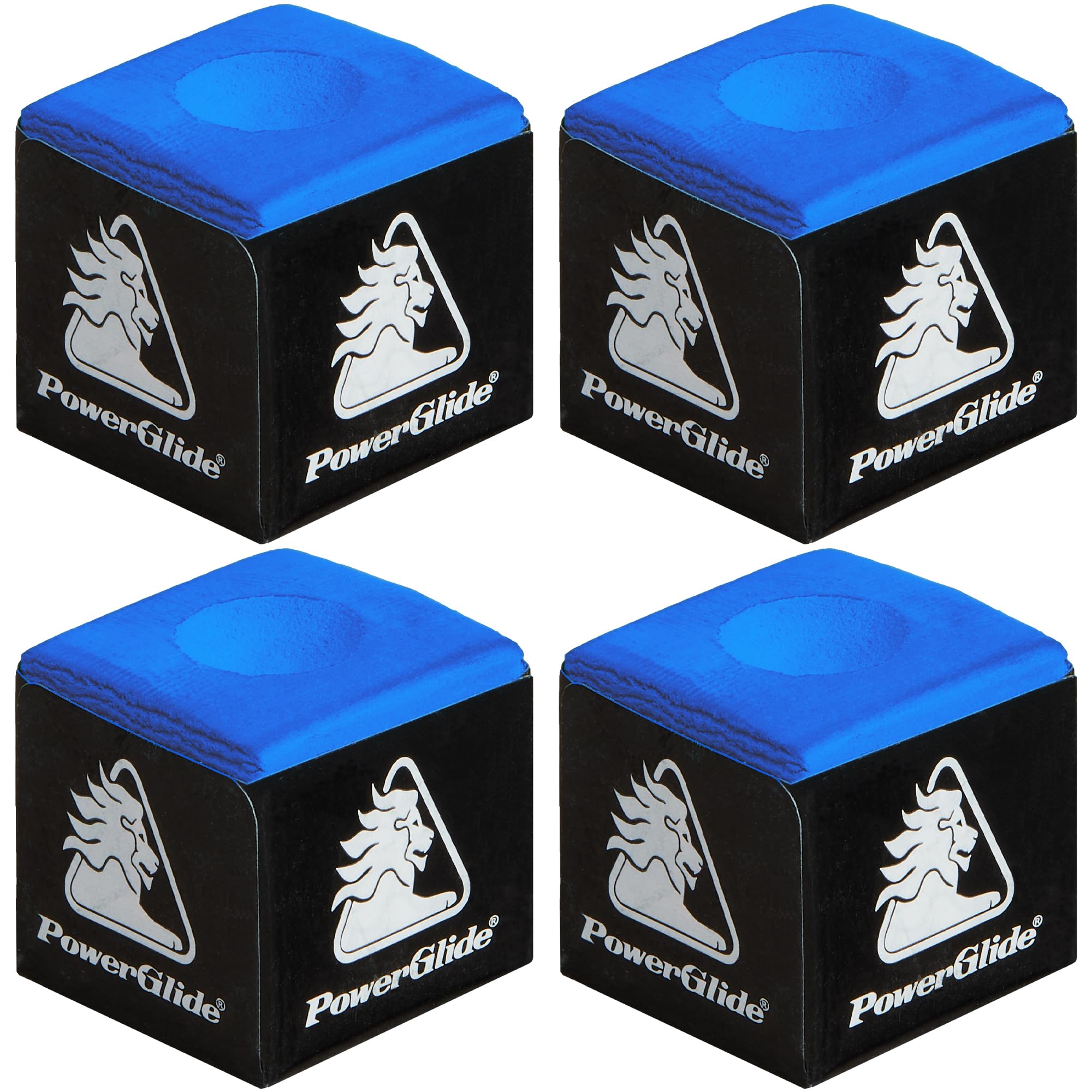 PowerGlide Snooker Pool & Billiard Cue Tip Chalk | Blue Felt Colour | 4 Cubes-1