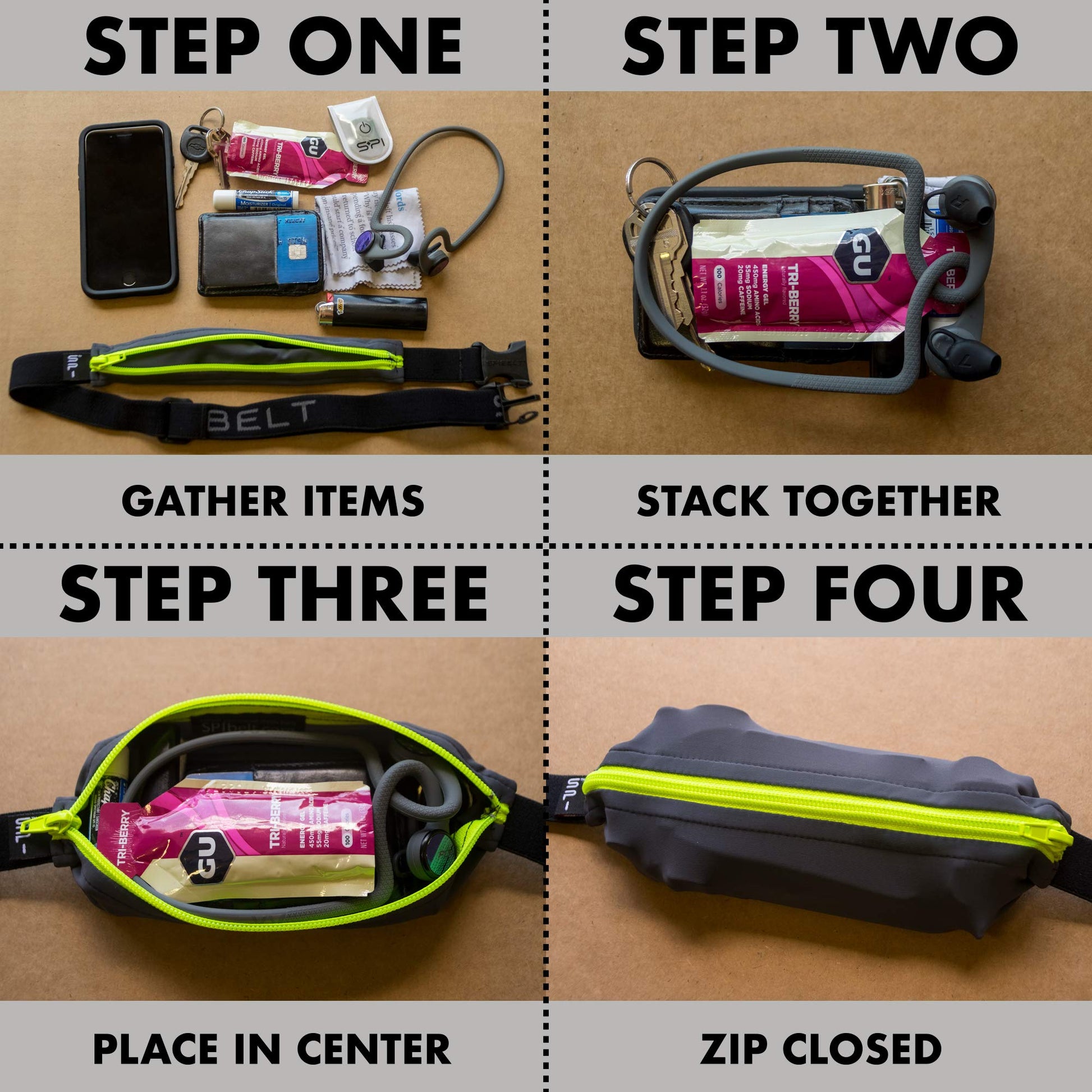 SPIbelt Running Belt Large Pocket, No-Bounce Bum Bag for Runners, iPhone 6 7 8-Plus X Athletes and Adventurers (Black with Turquoise Zipper, 25" Through 47")-6