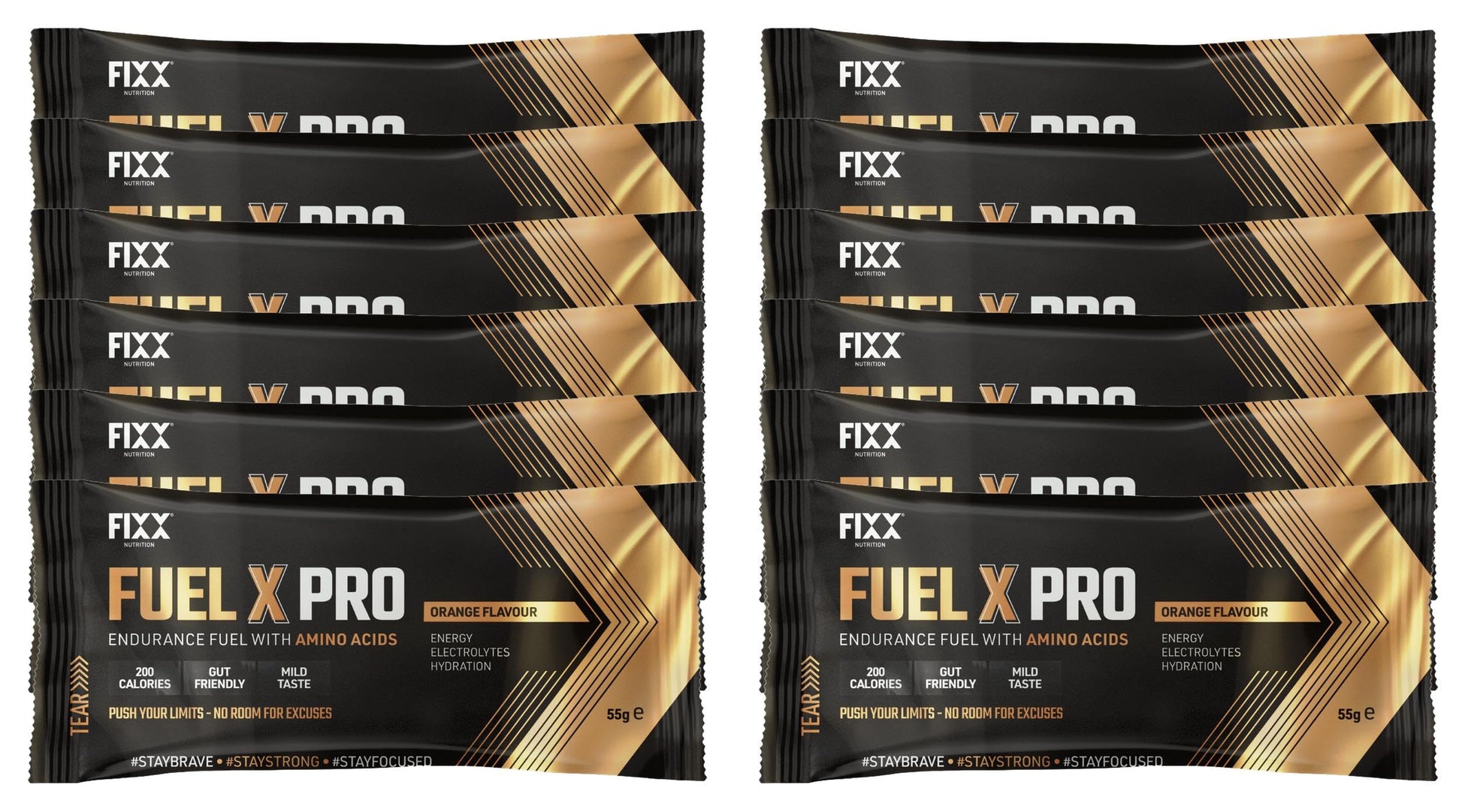 Fixx Nutrition Fuel X Pro Endurance Fuel With Amino Acids - Energy, Electrolytes, Hydration - Box of 12 x 55g Sachets (Orange)-1