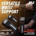Team Industry Wrist Wraps - No Thumb Loop Lifting Straps - Wrist Straps For Men & Women. Gym, Crossfit, Power Lifting, Body Building, Weightlifting, Deadlift (Black/Neon Orange Logo, 16