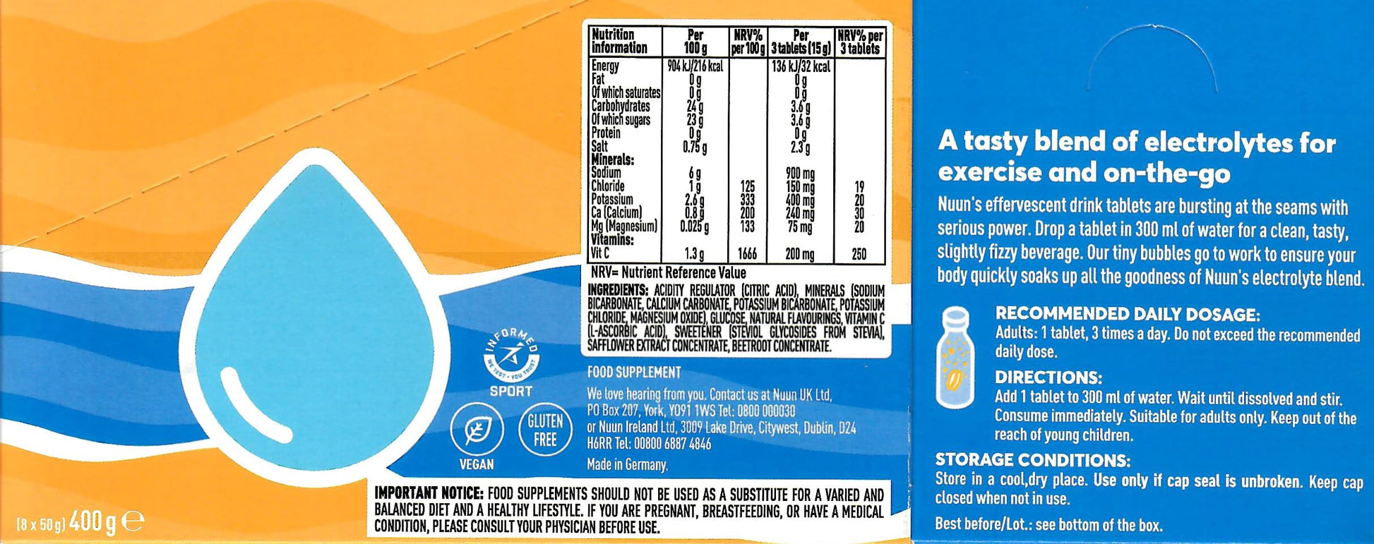 NUUN Sport Electrolytes Hydration Tablets - 4 Tubes of Electrolyte Tabs (40 Total Tablets) Bundled with A Pack of Elastic No-tie Reflective Shoe Laces (Orange)-5