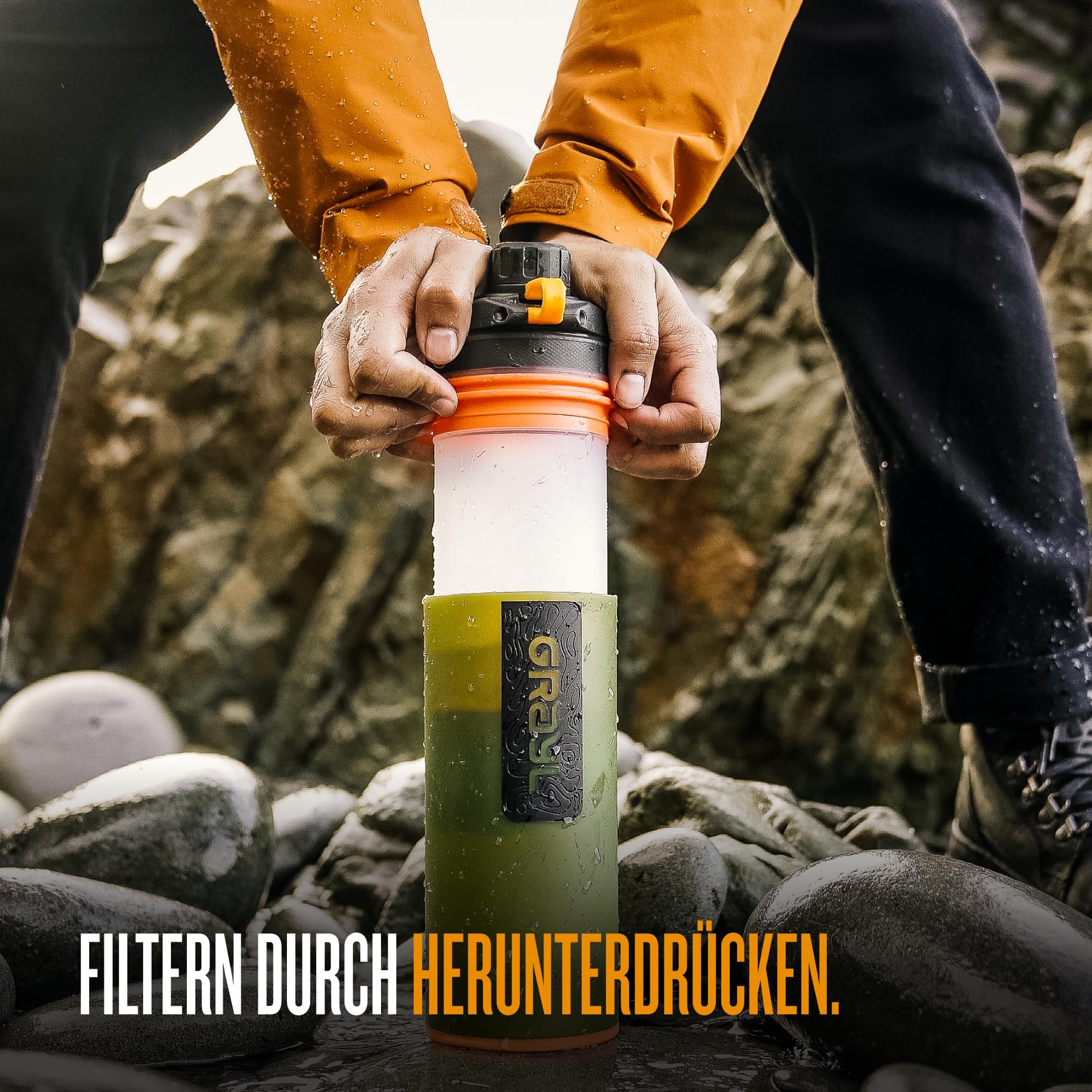 GRAYL GeoPress 710 ml Outdoor Water Filter Drinking Water I Eliminates 99.99% of All Bacteria and Viruses I Perfect for Camping, Survival and Travel (Oasis Green)-4