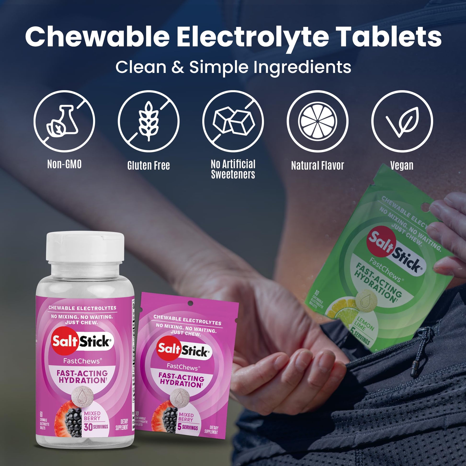 Saltstick Fastchews Electrolyte Replacement - Pack of 10 Chews (Mixed Berry)-5