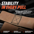 Team Industry x Underdown L325 Signature Edition Tan Leather Deadlift Wrist Wraps - Lat Pulls, Rows Training Accessory