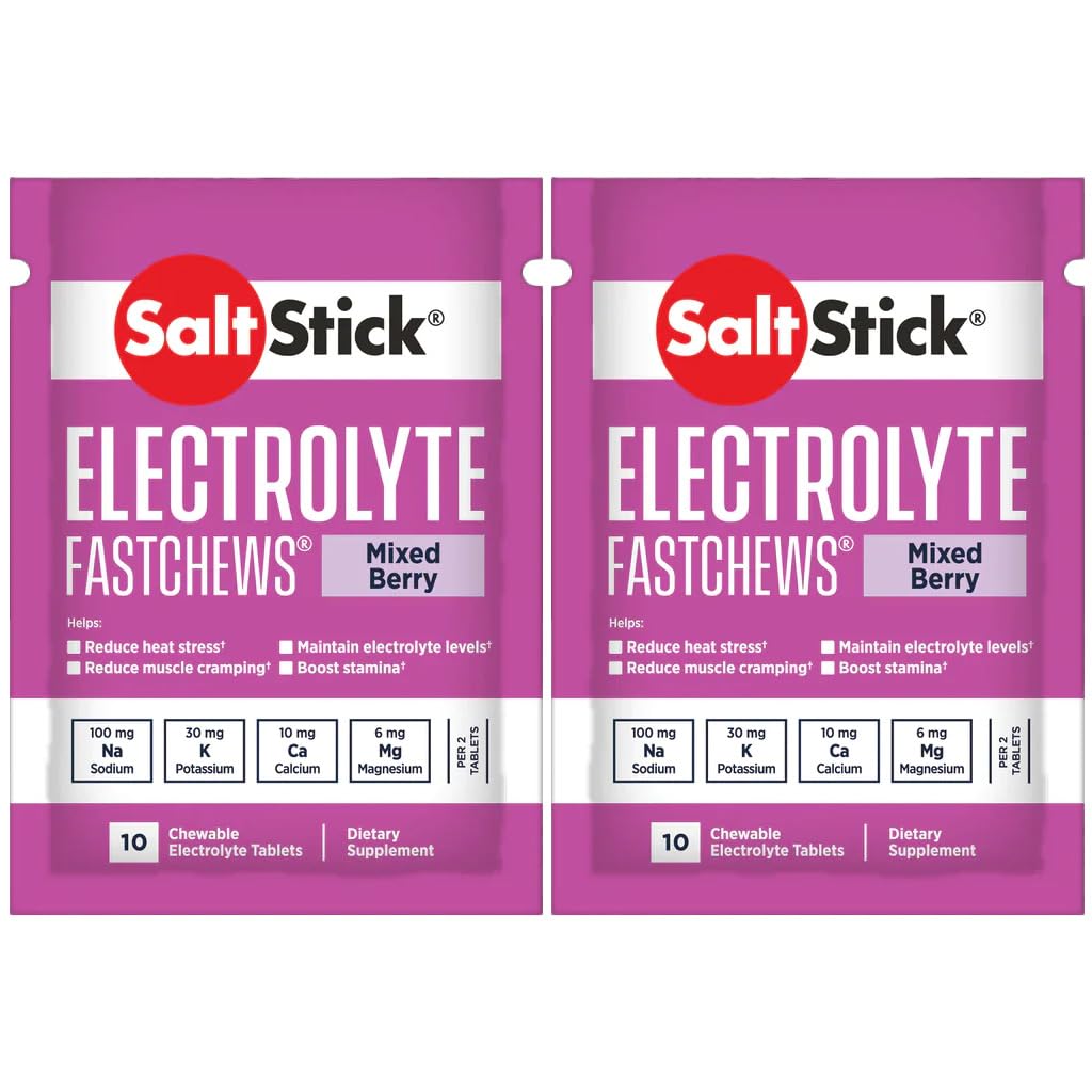 SaltStick Fastchews, Electrolyte Replacement Tablets for Rehydration, Exercise Recovery, Youth & Adult Athletes, Running, Cycling, Hiking & Sports Recovery, 2 x Packets of 10 Tablets